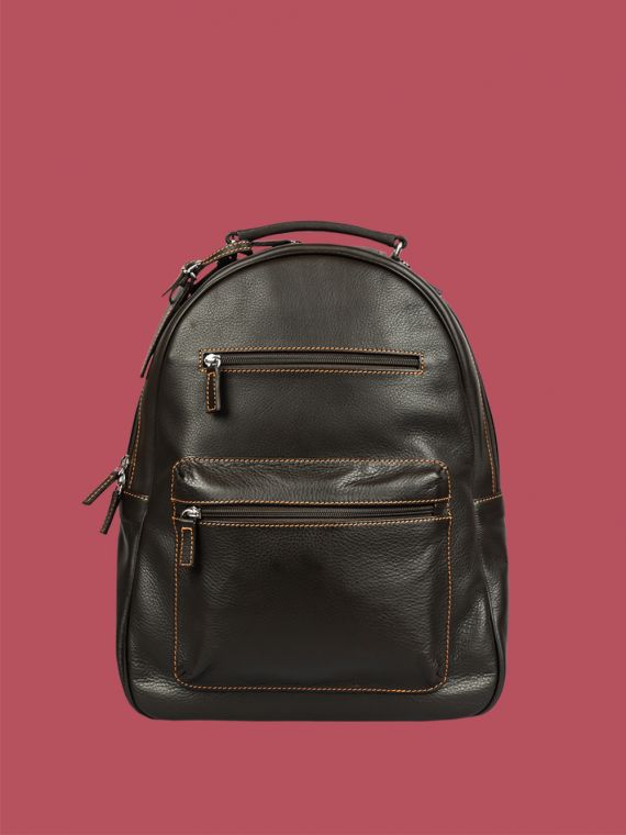 Grained leather backpack
