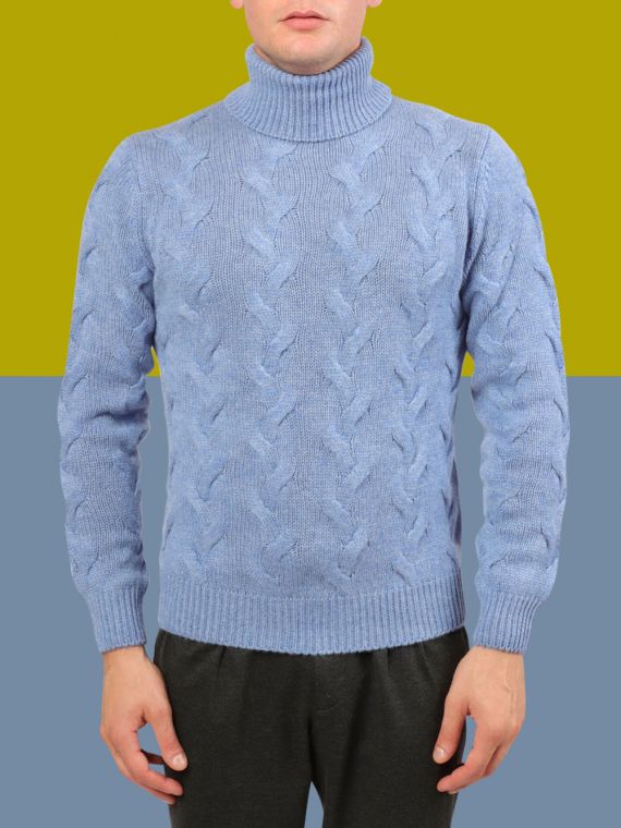 5-ply cashmere braided turtleneck