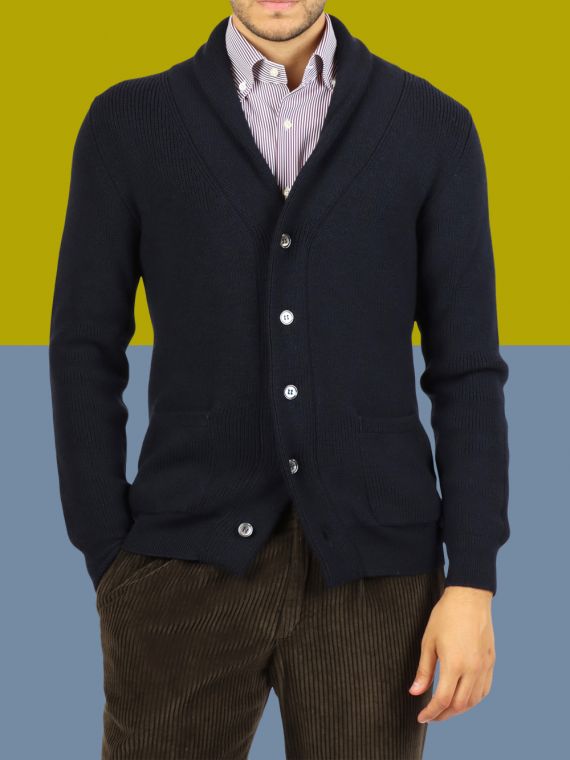 Wool  fisherman rib cardigan