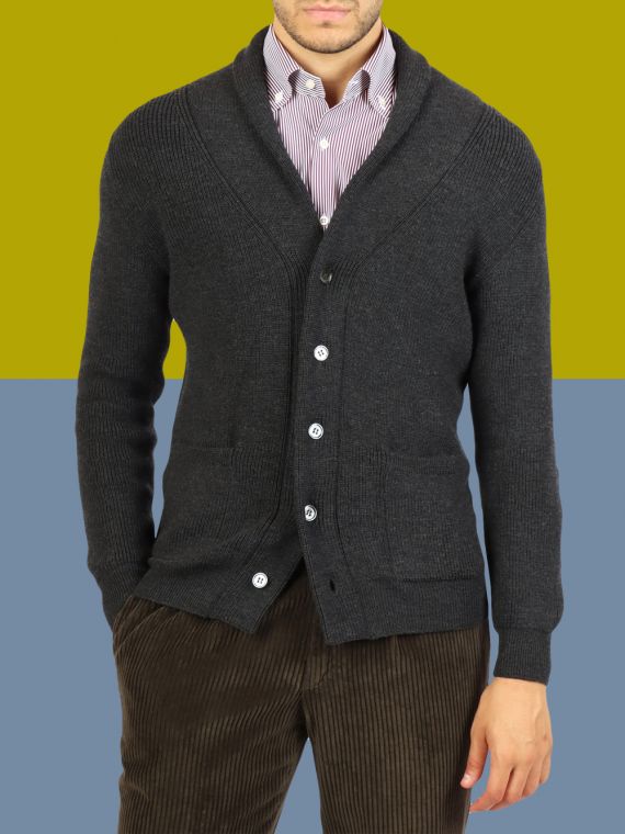 Wool  fisherman rib cardigan