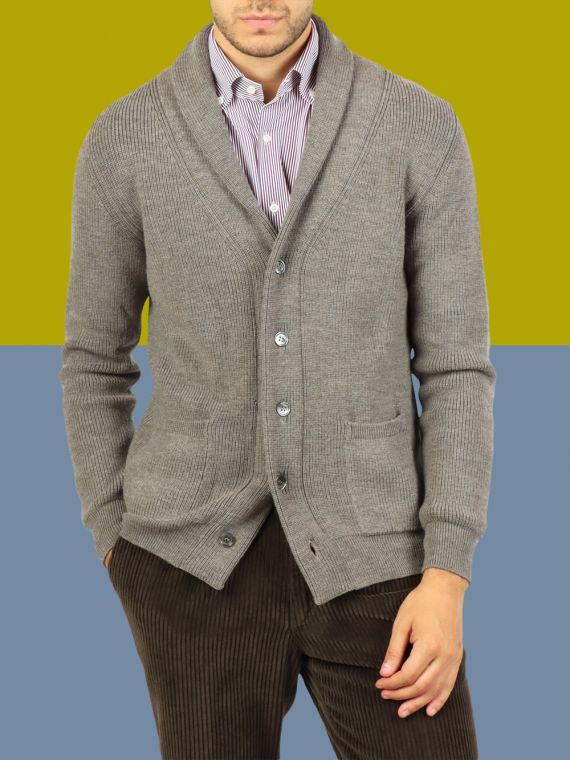 Wool  fisherman rib cardigan