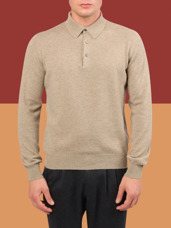 1-ply cashmere polo shirt