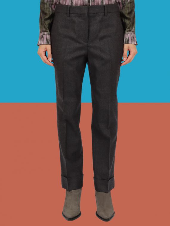 Regular fit wool trousers