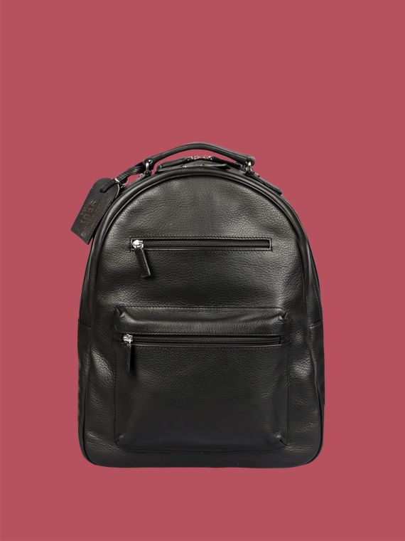 Grained leather backpack