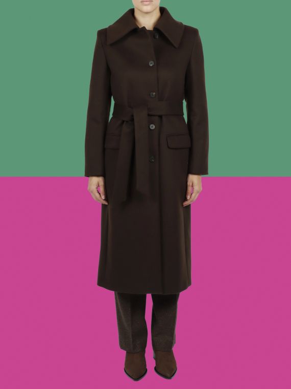 Long single-breasted wool coat