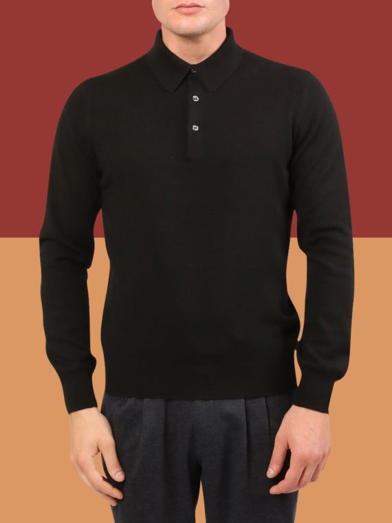 1-ply cashmere polo shirt