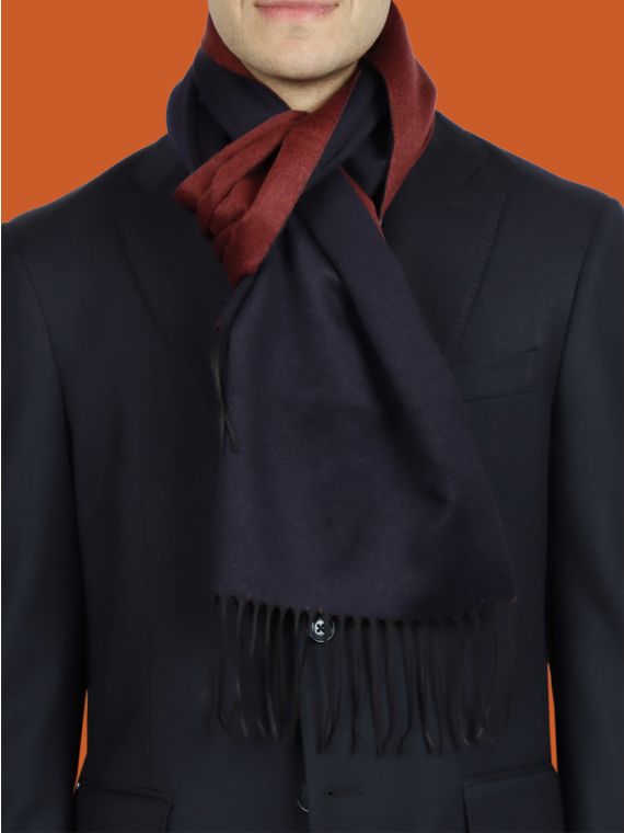 Double fringe scarf in silk and cashmere