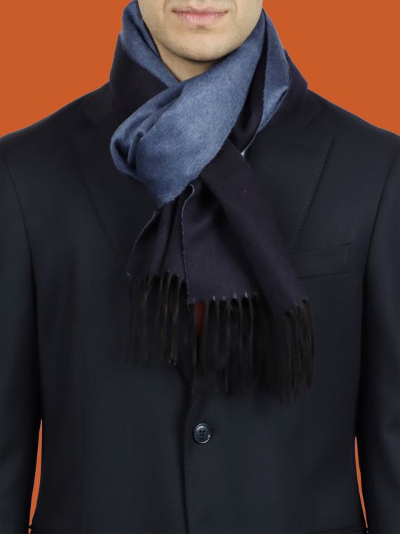 Double fringe scarf in silk and cashmere