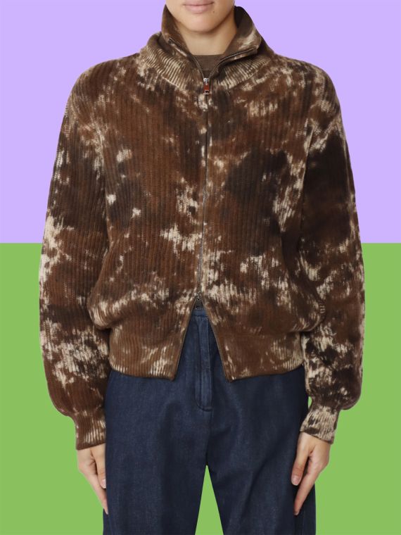 Cashmere and Silk Zip Bomber Jacket
