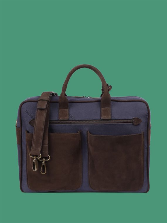 Business bag in cotton and suede