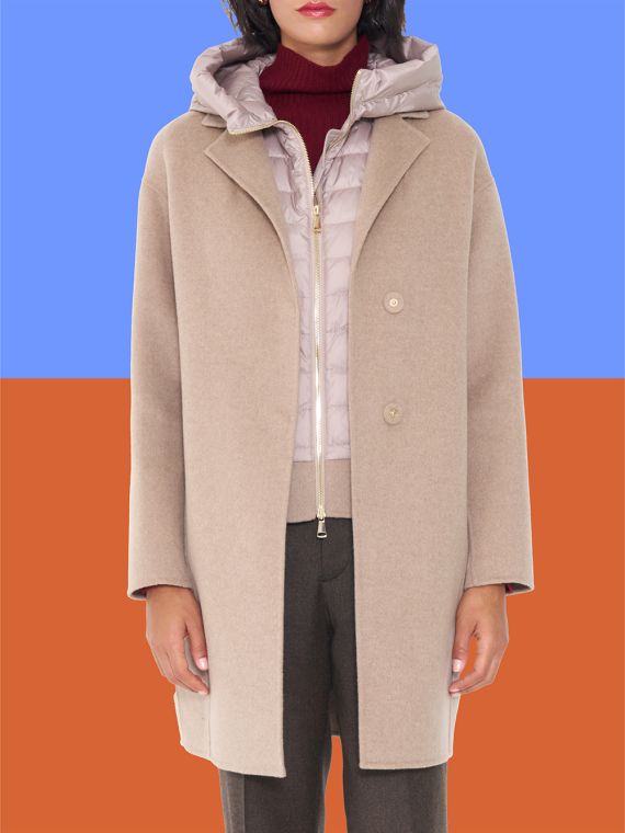 Single-Breasted Coat with Detachable Down Jacket