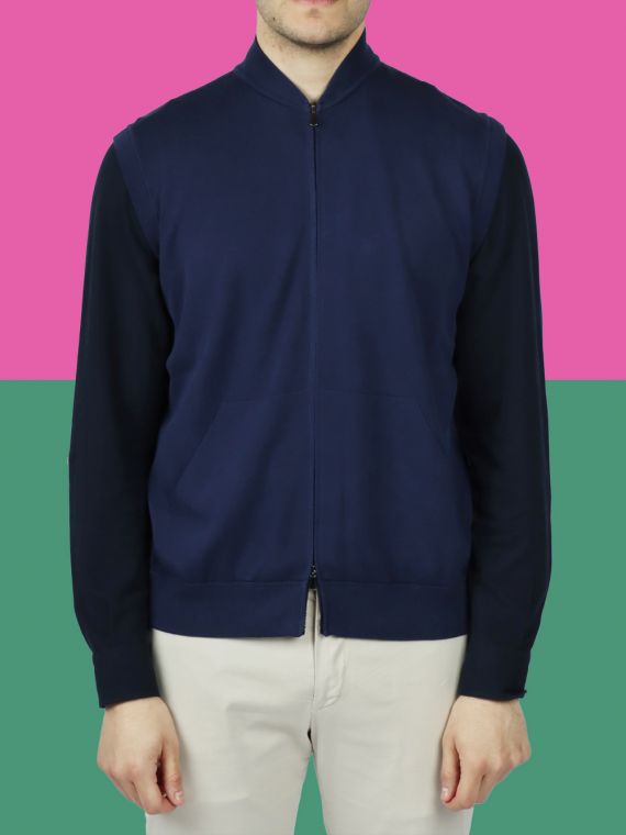 Cotton two-pocket zip-up vest