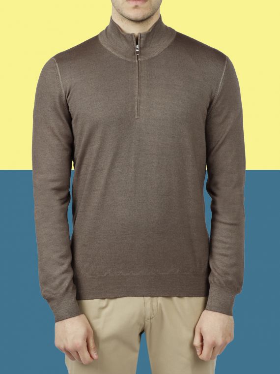 zip-up Wool Sweater