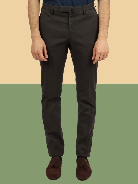 Slim-fit certified Royal Batavia cotton trousers