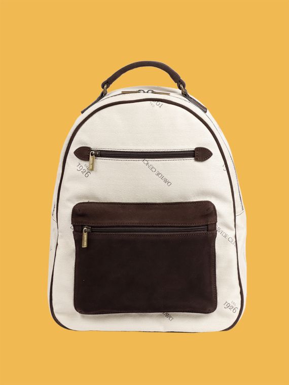 Cotton and Suede Backpack