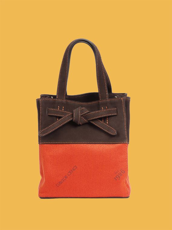 Davide Cenci Mini Shopping Bag in Fabric and Suede