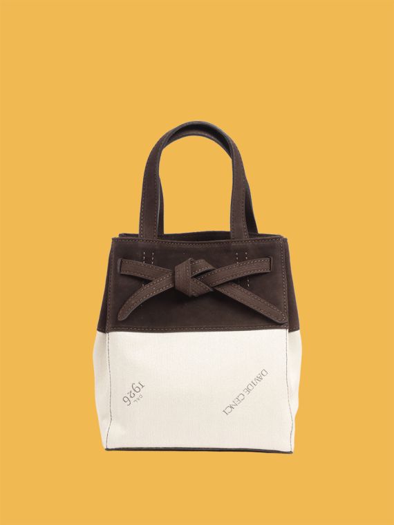 Davide Cenci Mini Shopping Bag in Fabric and Suede