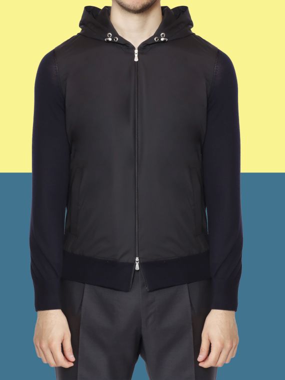 Wool and nylon zip cardigan